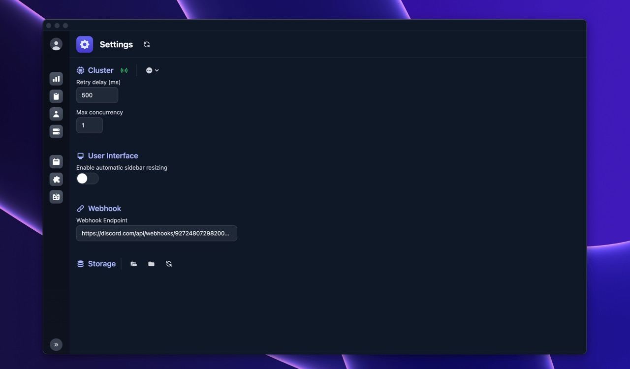 Sneaker Bot - Settings Page